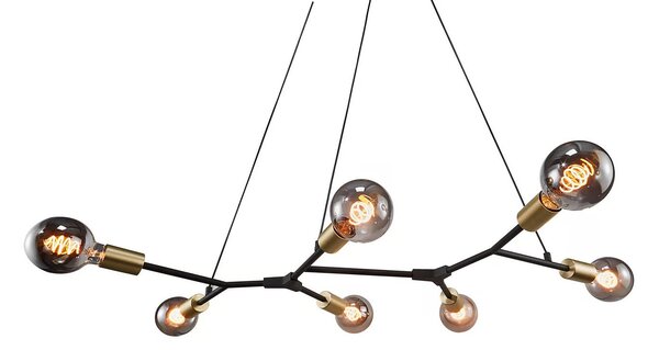 Čierno-mosadzný závesný luster Josefine pre žiarovku 7x E27 – LED lustre a svietidlá > Lustre