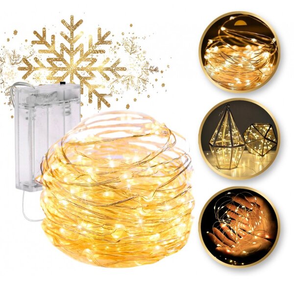 Vianočná svetelná reťaz 50 LED, teplá biela