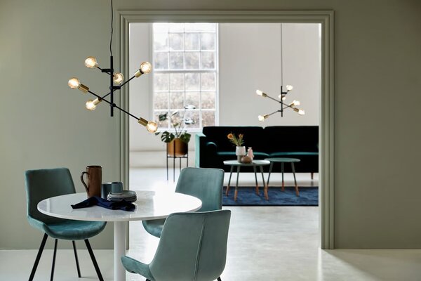Čierno-mosadzný závesný luster Josefine pre žiarovku 6x E27 – LED lustre a svietidlá > Lustre