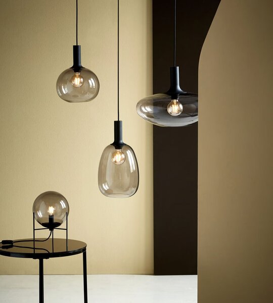 Závesný luster z dymového skla Alton pre žiarovku E27 ø23cm – LED lustre a svietidlá > Lustre