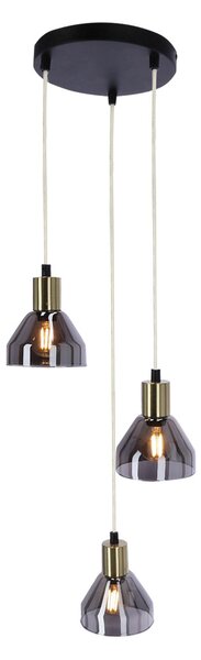 Čierno-zlatý závesný luster Gregory pre žiarovku 3x E14 s guľatou základňou – LED lustre a svietidlá > Kolekcie svietidiel > Kolekcia