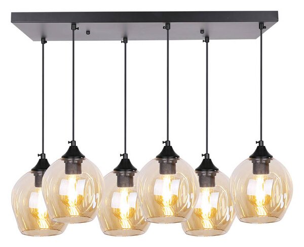 Čierno-hnedý závesný luster Aspa pre žiarovku 6x E27 – LED lustre a svietidlá > Kolekcie svietidiel > Kolekcia svietidiel ASPA