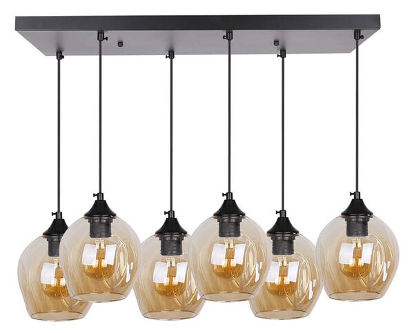 Čierno-hnedý závesný luster Aspa pre žiarovku 6x E27 – LED lustre a svietidlá > Kolekcie svietidiel > Kolekcia svietidiel ASPA