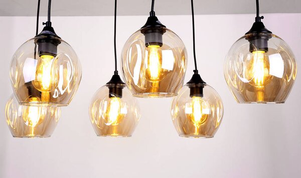 Čierno-hnedý závesný luster Aspa pre žiarovku 6x E27 – LED lustre a svietidlá > Kolekcie svietidiel > Kolekcia svietidiel ASPA