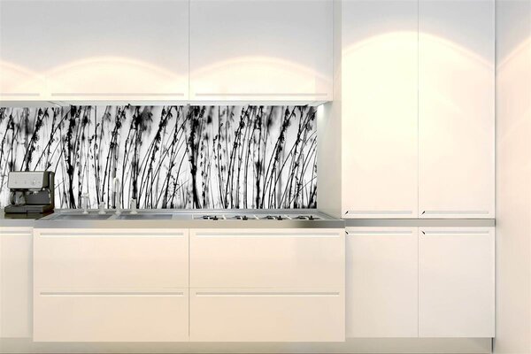 Samolepiace tapety za kuchynskú linku, rozmer 260 cm x 60 cm, čiernobiela tráva, DIMEX KI-260-137