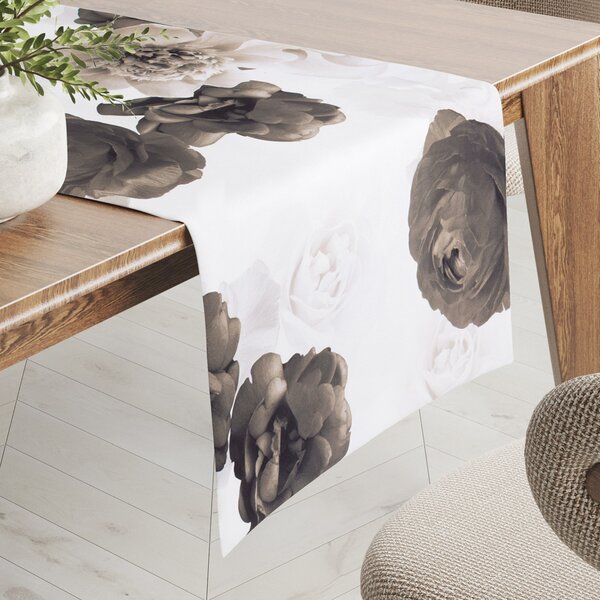 Biante Dekoračný behúň na stôl PM-016 Veľké hnedé kvety 20x120 cm
