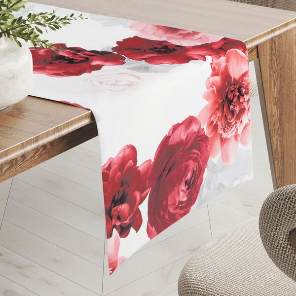Biante Dekoračný behúň na stôl PM-017 Veľké červené kvety 20x120 cm