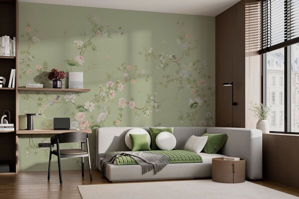 Tapety Vtáky v šalviovej záhrade, Fototapety orientálny štýl, w05416 : Uwalls.sk