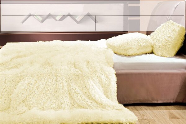 Vanilkové plyšové prehozy, deky na posteľ 150 x 200 cm Béžová