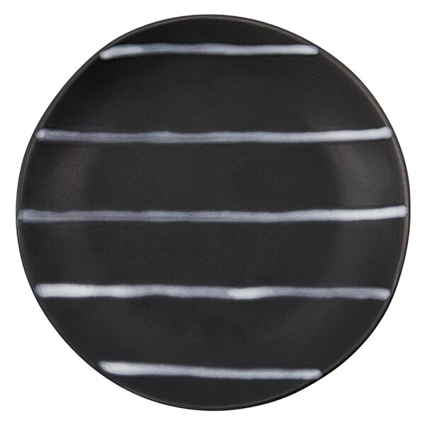 Kameninový dezertný tanier Line Black/Brown