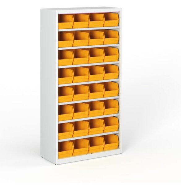 Regál s plastovými boxmi BASIC so zadnou stenou - 1800 x 400 x 920 mm, 32x box C