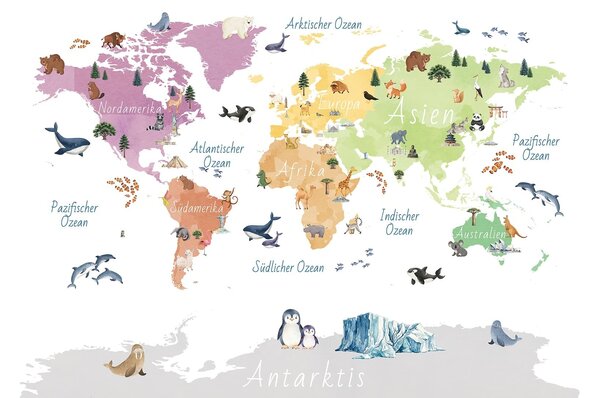 Tapety Atlas fauny nemecky, Fototapety mapy sveta, c00009de : Uwalls.sk