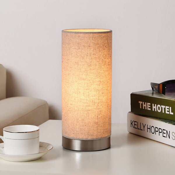 Stolná lampa Lindby Ronja, výška 26 cm, krémová farba, textil, Krémová / jantárovo žltá, Spálňa, Textil / látka / hodváb, Moderný, Stolová lampa
