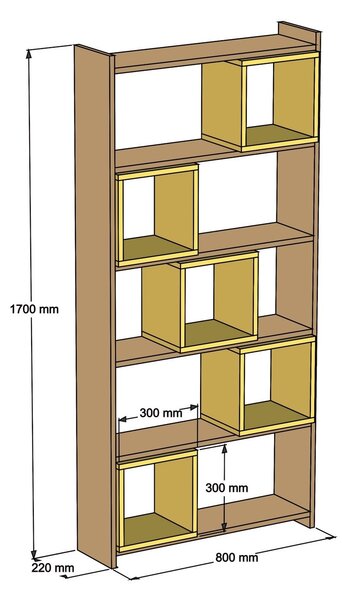 ASIR Knižnica BOX orech krémová