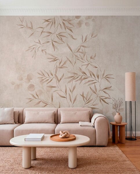 Tapety Botanický vzor v béžových a hnedých odtieňoch, Fototapety akvarel, w05424v2 : Uwalls.sk