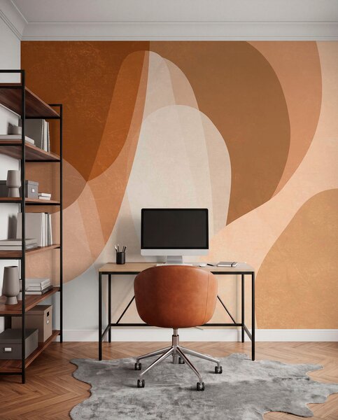 Tapety abstraktné krivky v odtieňoch hnedej, béžovej a gaštanovej, Fototapety abstraktné, w05387 : Uwalls.sk