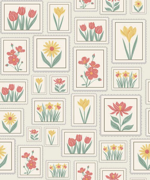Tapety Kvetinové ilustrácie v ráme na svetlom pozadí, Tapety kvety, a01173v1 : Uwalls.sk