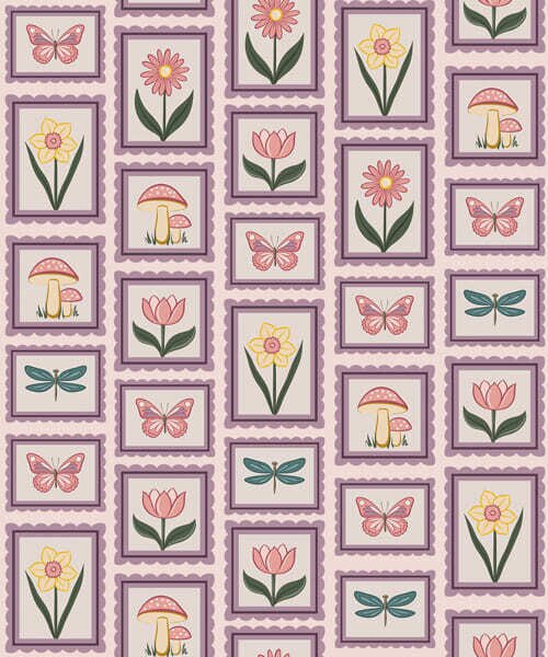 Tapety Ilustrácie v rámoch v odtieňoch fialovej, Tapety kvety, a01175v1 : Uwalls.sk