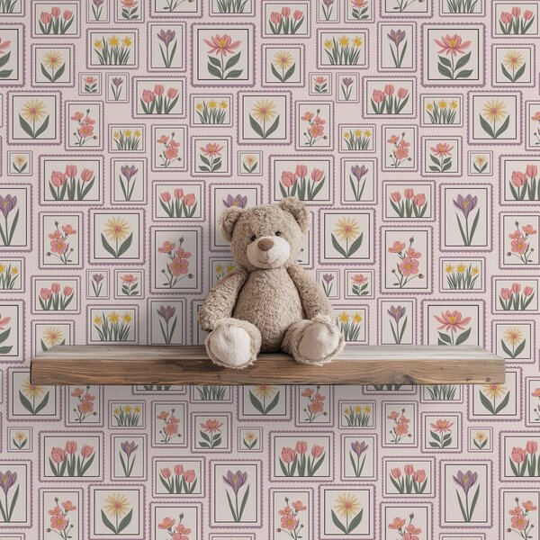 Tapety Kvetinové ilustrácie v rámoch v odtieňoch fialovej, Tapety kvety, a01173v2 : Uwalls.sk