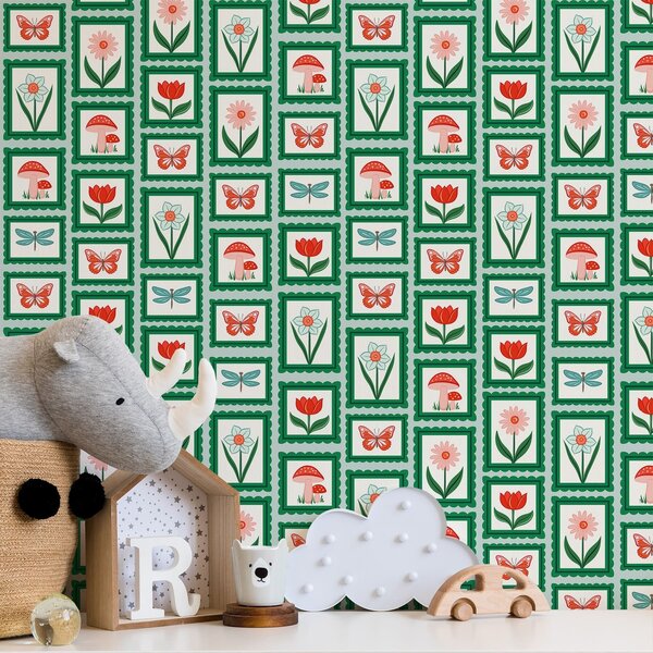 Tapety Zelené lúčne poštové známky, Tapety kvety, a01175 : Uwalls.sk