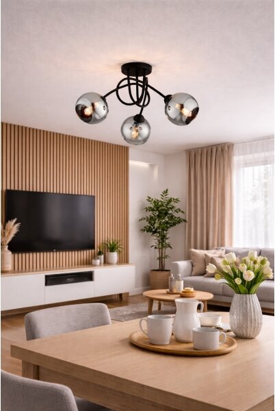 Brilagi - Prisadený luster DIOR 3xE27/60W/230V čierna/dymovo sivá