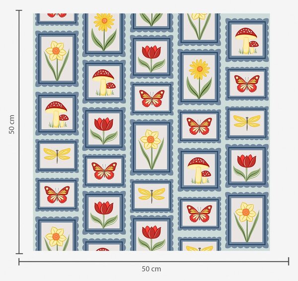 Tapety Ilustrácie v rámoch v odtieňoch modrej, Tapety kvety, a01175v2 : Uwalls.sk