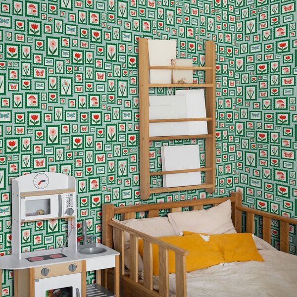 Tapety Ilustrácie v rámoch so zelenými okrajmi, Tapety kvety, a01176v1 : Uwalls.sk