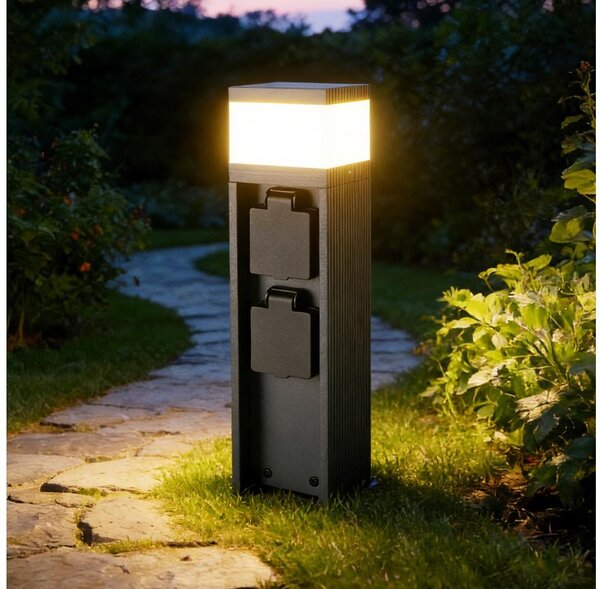 Brilagi -Vonkajšie svietidlo s 2 zásuvkami SCHUKO PILLAR 1xG9/11W/230V IP44 antracitové