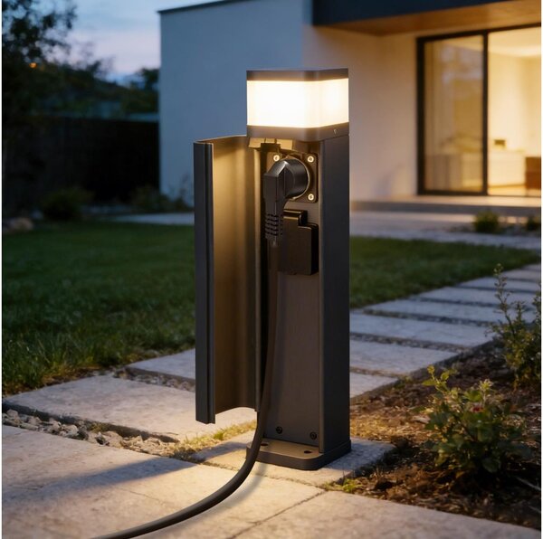 Brilagi -Vonkajšia lampa s 2 zásuvkami SCHUKO PILLAR 1xG9/11W/230V IP44 antracit