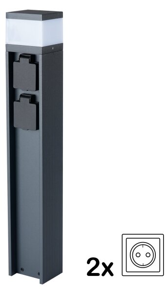 Brilagi -Vonkajšia lampa so 2 zásuvkami SCHUKO PILLAR 1xG9/11W/230V IP44 antracit