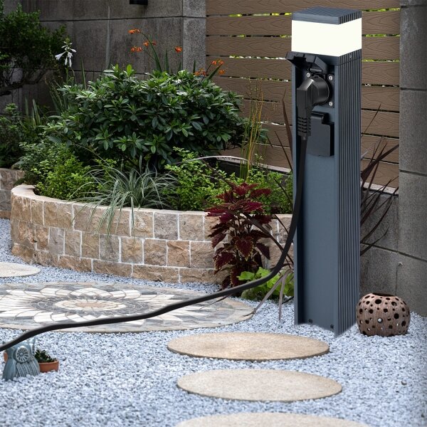 Brilagi -Vonkajšia lampa so 2 zásuvkami SCHUKO PILLAR 1xG9/11W/230V IP44 antracit