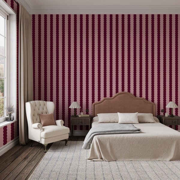 Tapety Burgundské vlnovité pruhy v minimalistickom štýle, Tapety geometria, Tapety pruhy, a01182v5 : Uwalls.sk