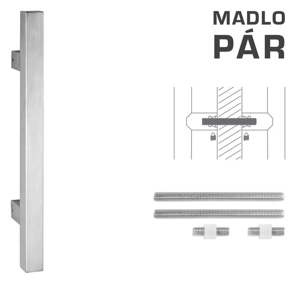 MPkovania FT - MADLO kód K31 25x25 mm UN pár Rozteč madla: 210 mm, Rozmer profilu madla: 25x25 mm, Dĺžka: 400 mm