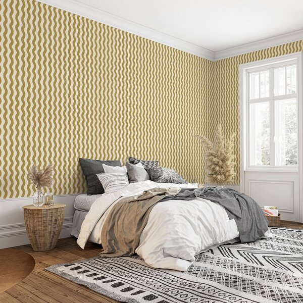 Tapety Vlnitý žltý vzor na smotanovom pozadí, Tapety geometria, Tapety pruhy, a01188v5 : Uwalls.sk