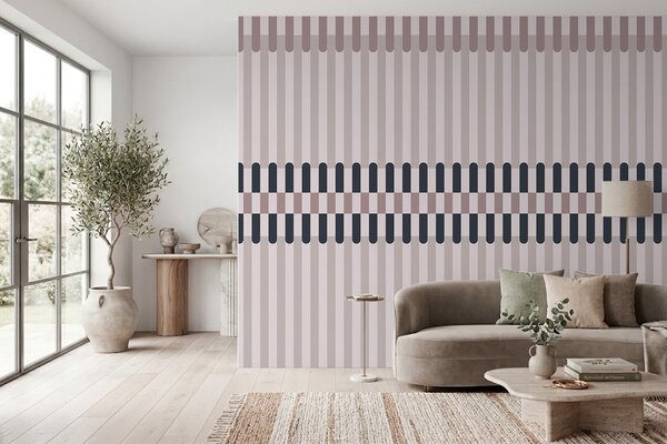 Tapety Pruhovaný vzor v krémových a tmavomodrých odtieňoch, Fototapety geometria, w05150v2 : Uwalls.sk