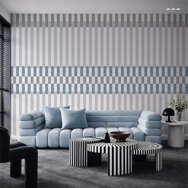 Tapety Pruhovaný vzor v odtieňoch šedej a modrej, Fototapety geometria, w05150v6 : Uwalls.sk
