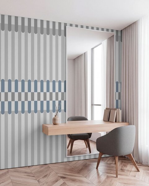 Tapety Pruhovaný vzor v odtieňoch šedej a modrej, Fototapety geometria, w05150v6 : Uwalls.sk