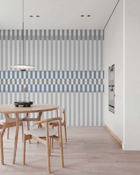Tapety Pruhovaný vzor v odtieňoch šedej a modrej, Fototapety geometria, w05150v6 : Uwalls.sk