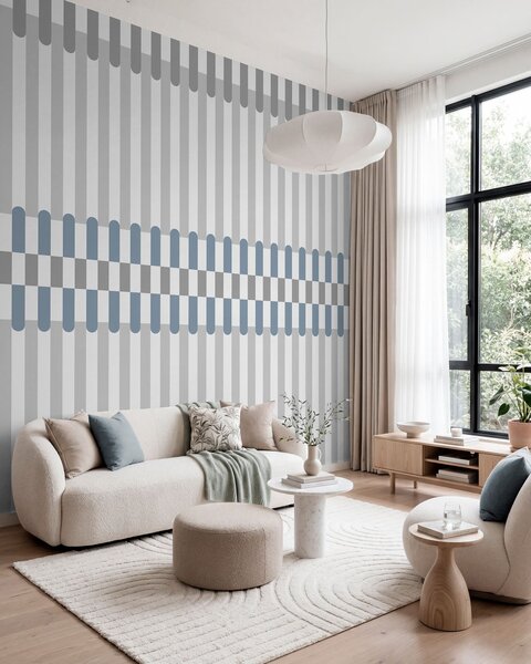 Tapety Pruhovaný vzor v odtieňoch šedej a modrej, Fototapety geometria, w05150v6 : Uwalls.sk