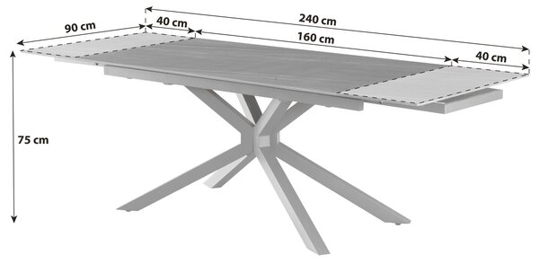 JEDÁLENSKÝ STÔL, tmavosivá, 160/90/75 cm P & B - Stoly, Online Only