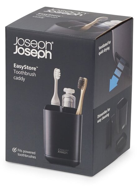 Čierny plastový téglik na zubné kefky EasyStore – Joseph Joseph