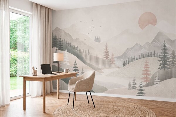 Tapety Ružové horské ráno, Fototapety s prírodnými motívmi, w05626 : Uwalls.sk