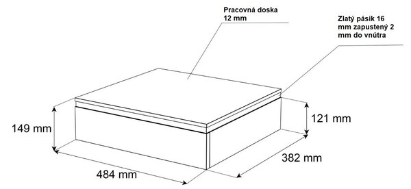 ZÁVESNÝ NOČNÝ STOLÍK NESSIE KAŠMÍR + ZLATÝ