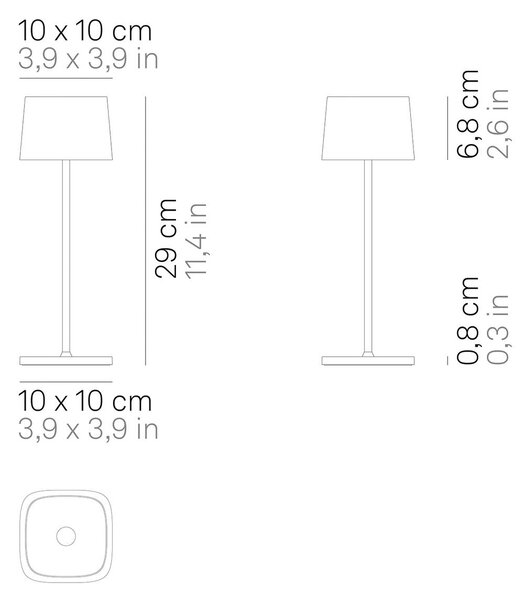 Zafferano Ofelia 3K nabíjateľná stolná lampa IP65 biela