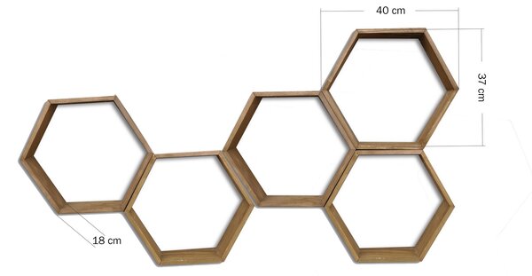 ASIR Nástenná polica HEX002 orech