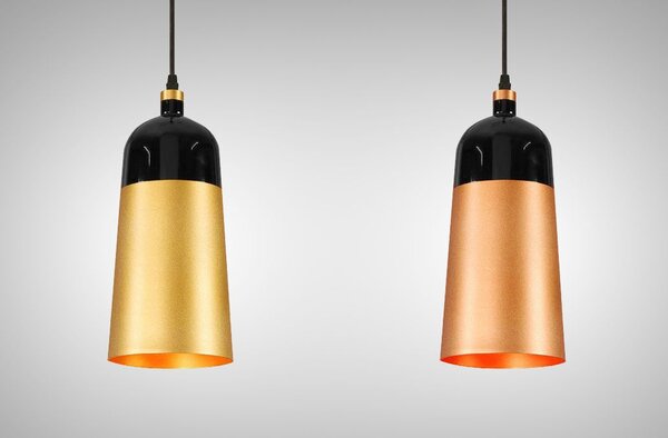 Toolight Fox B, závesná lampa 1xE27 APP196-1CP, čierna-ružové zlato, OSW-00177