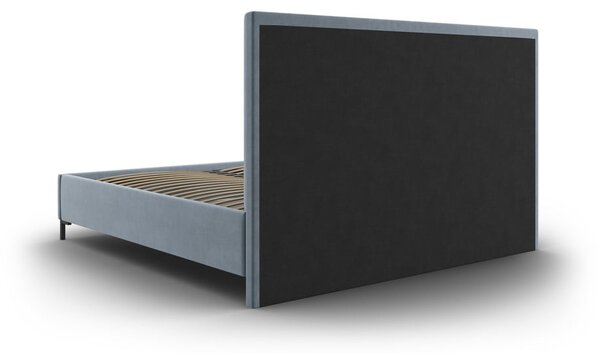 Svetlomodrá čalúnená dvojlôžková posteľ s úložným priestorom s roštom 160x200 cm Casey – Mazzini Beds