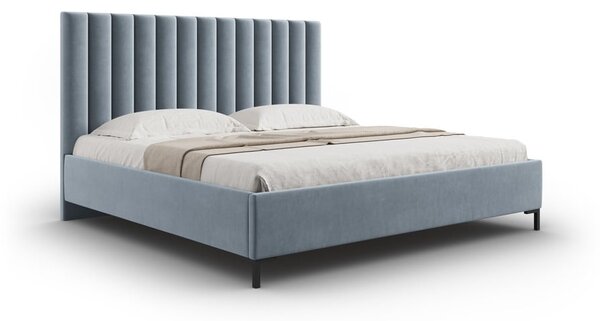 Svetlomodrá čalúnená dvojlôžková posteľ s úložným priestorom s roštom 160x200 cm Casey – Mazzini Beds