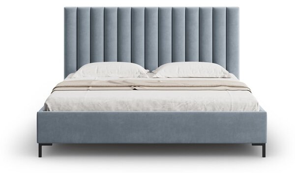 Svetlomodrá čalúnená dvojlôžková posteľ s úložným priestorom s roštom 160x200 cm Casey – Mazzini Beds