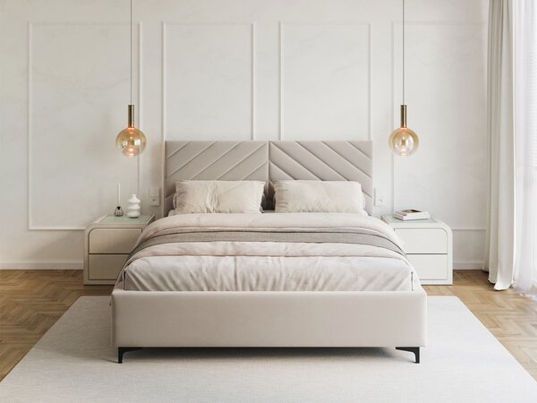 Čalúnená manželská posteľ Elegante 180x200 - krémová